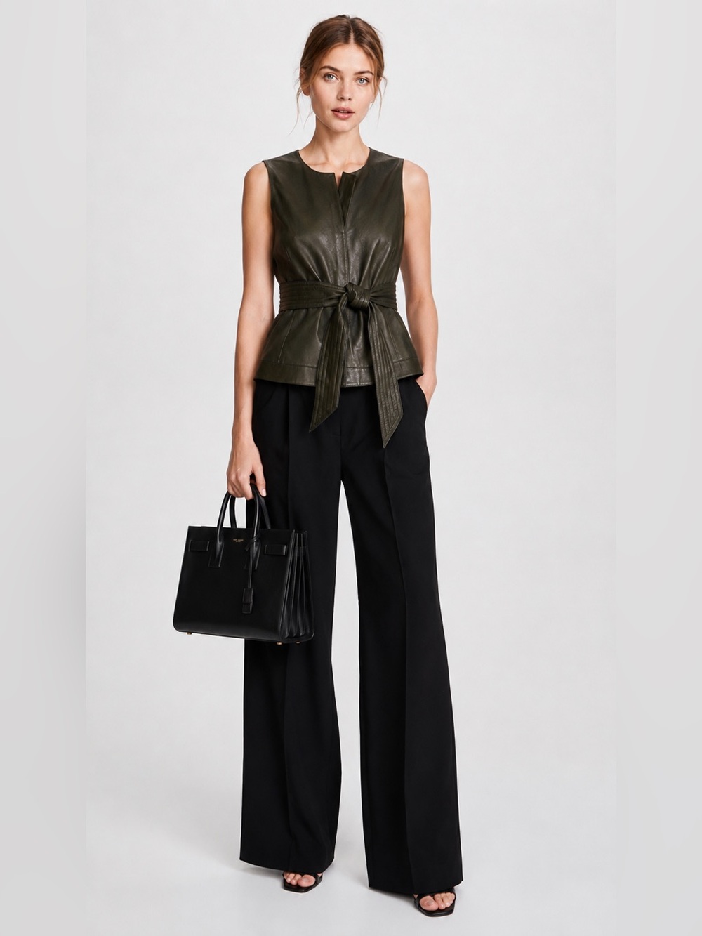 BANANA REPUBLIC Lamb Leather Belted Vest